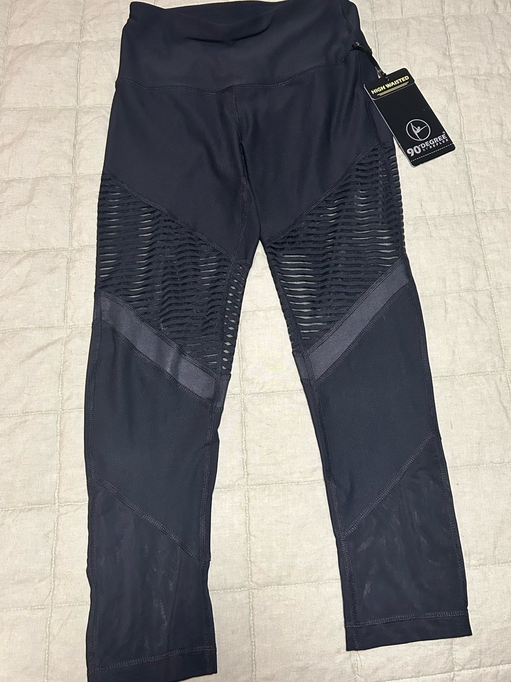90 Degree By Reflex Black High-Waist Mesh Panel Leggings